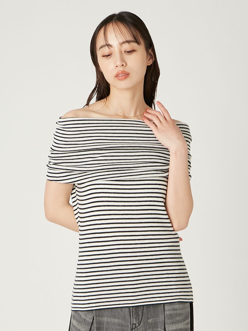 FRAY I.D「オフショルドレープノースリニット」|ニット・セーター|