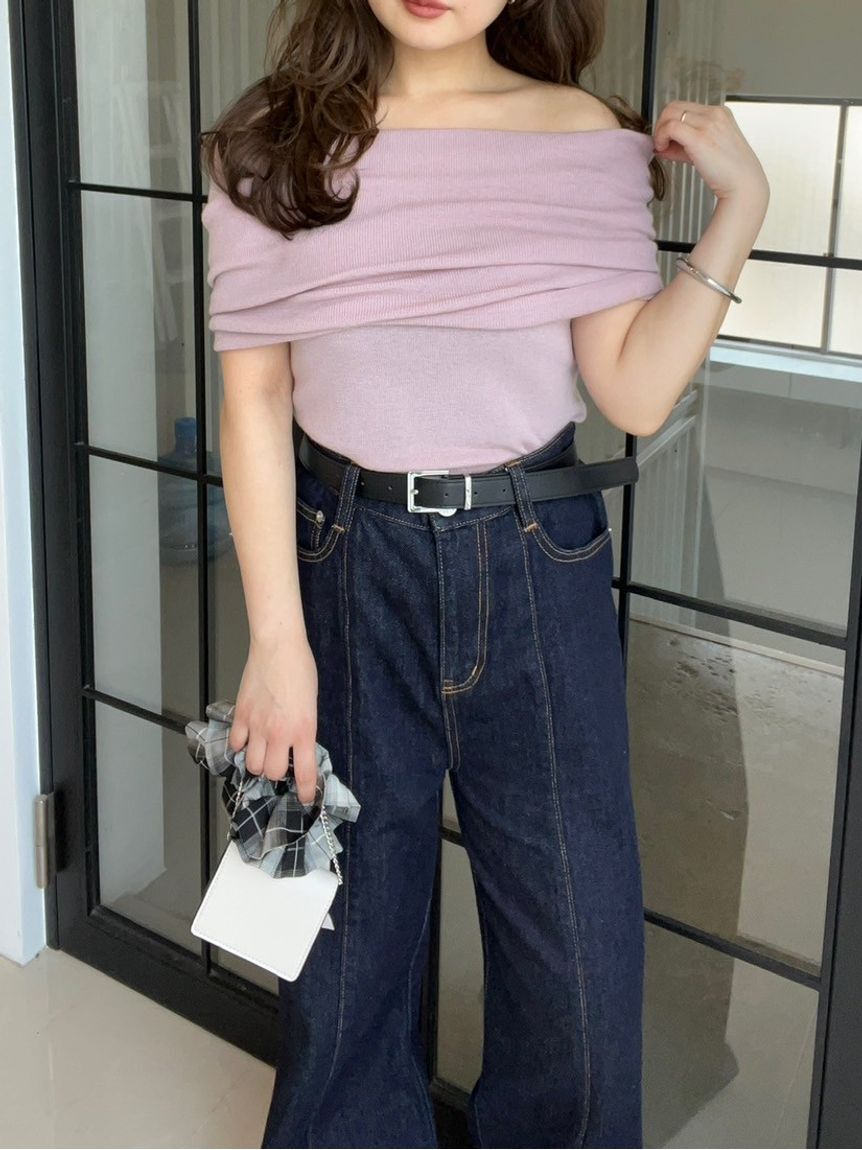 FRAY I.D「オフショルドレープノースリニット」|ニット・セーター|