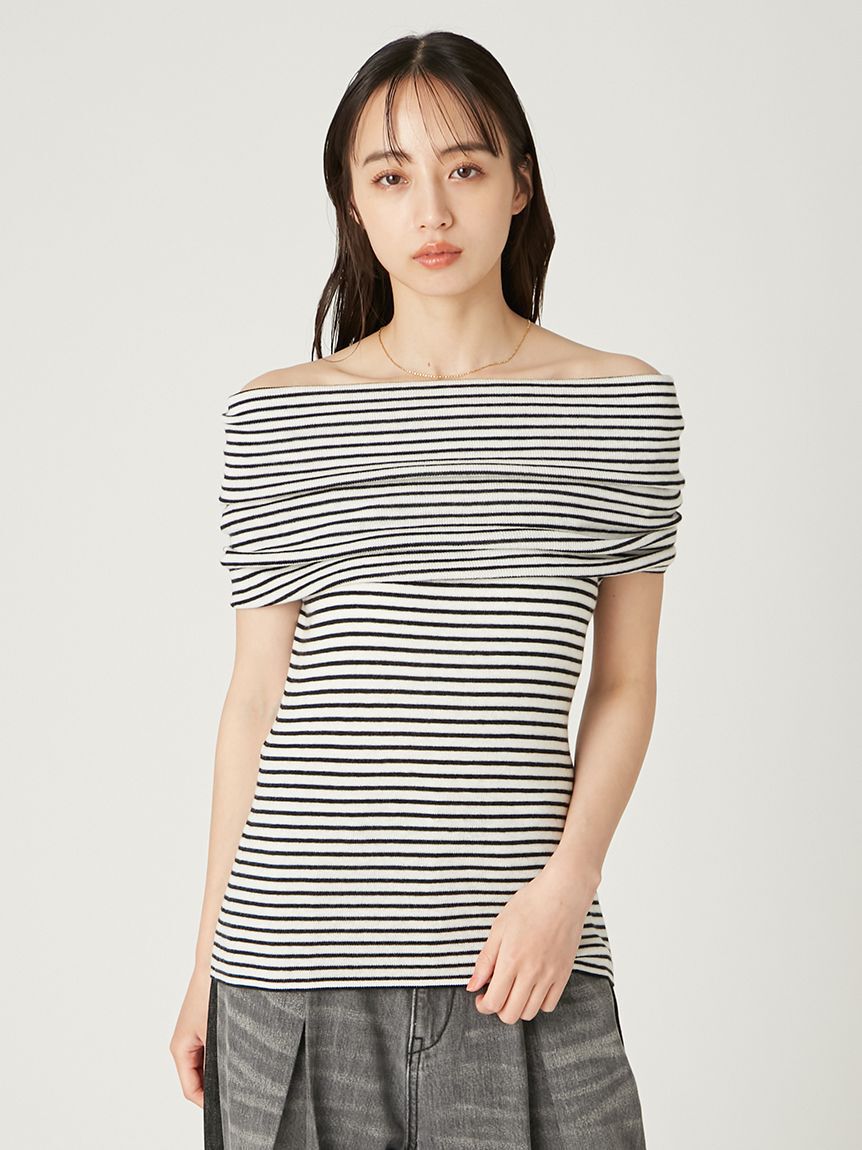 FRAY I.D「オフショルドレープノースリニット」|ニット・セーター|