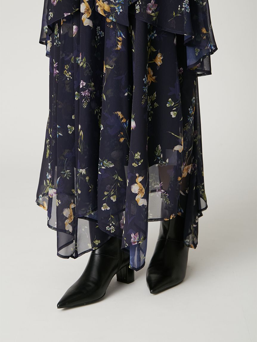 FRAY I.D「【00サイズ】フラワープリントオフショルティアードワンピース」|ワンピース|