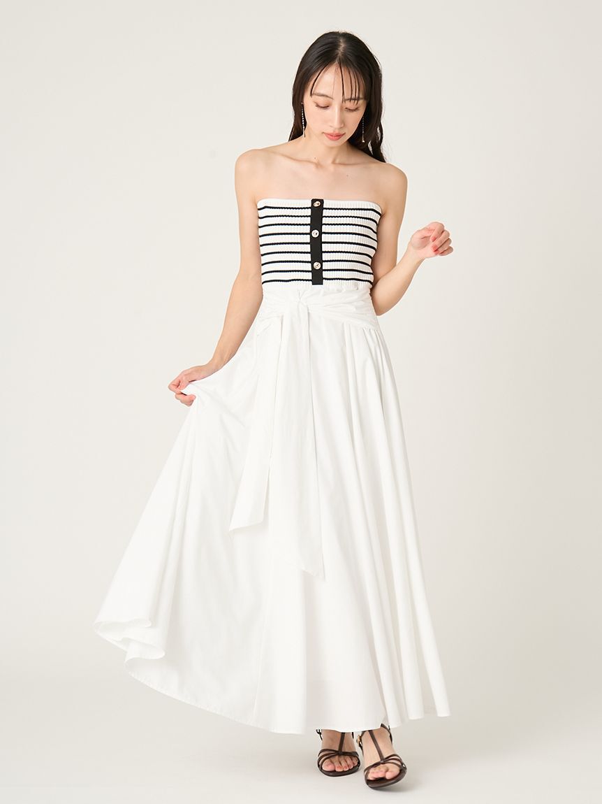 FRAY I.D「2wayタイデザインニットコンビワンピース」|ワンピース|