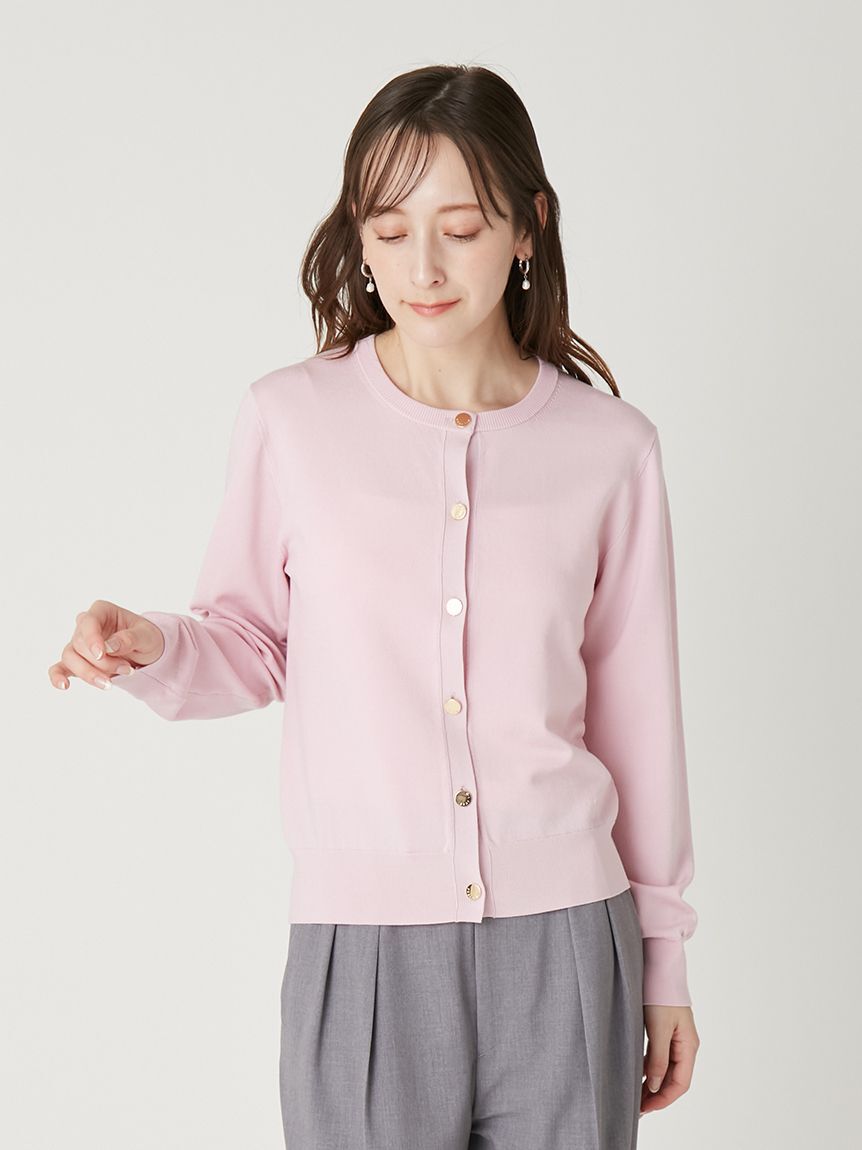 FRAY I.D「シルクブレンドクルーネック金釦ニットカーディガン／ウォッシャブル」|カーディガン|