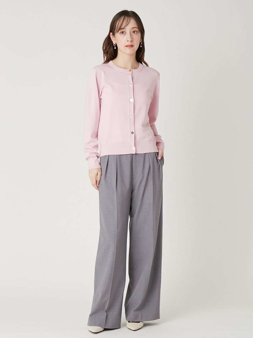 FRAY I.D「シルクブレンドクルーネック金釦ニットカーディガン／ウォッシャブル」|カーディガン|