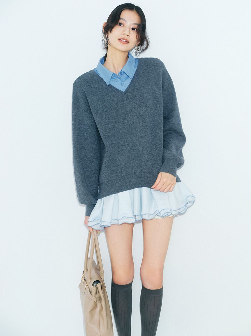 LILY BROWN「【限定カラー】シャツドッキングフリルミニワンピース」|ワンピース|GRY