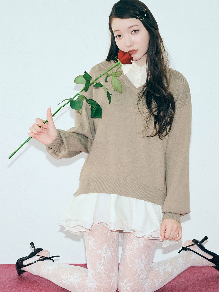 LILY BROWN「【限定カラー】シャツドッキングフリルミニワンピース」|ワンピース|