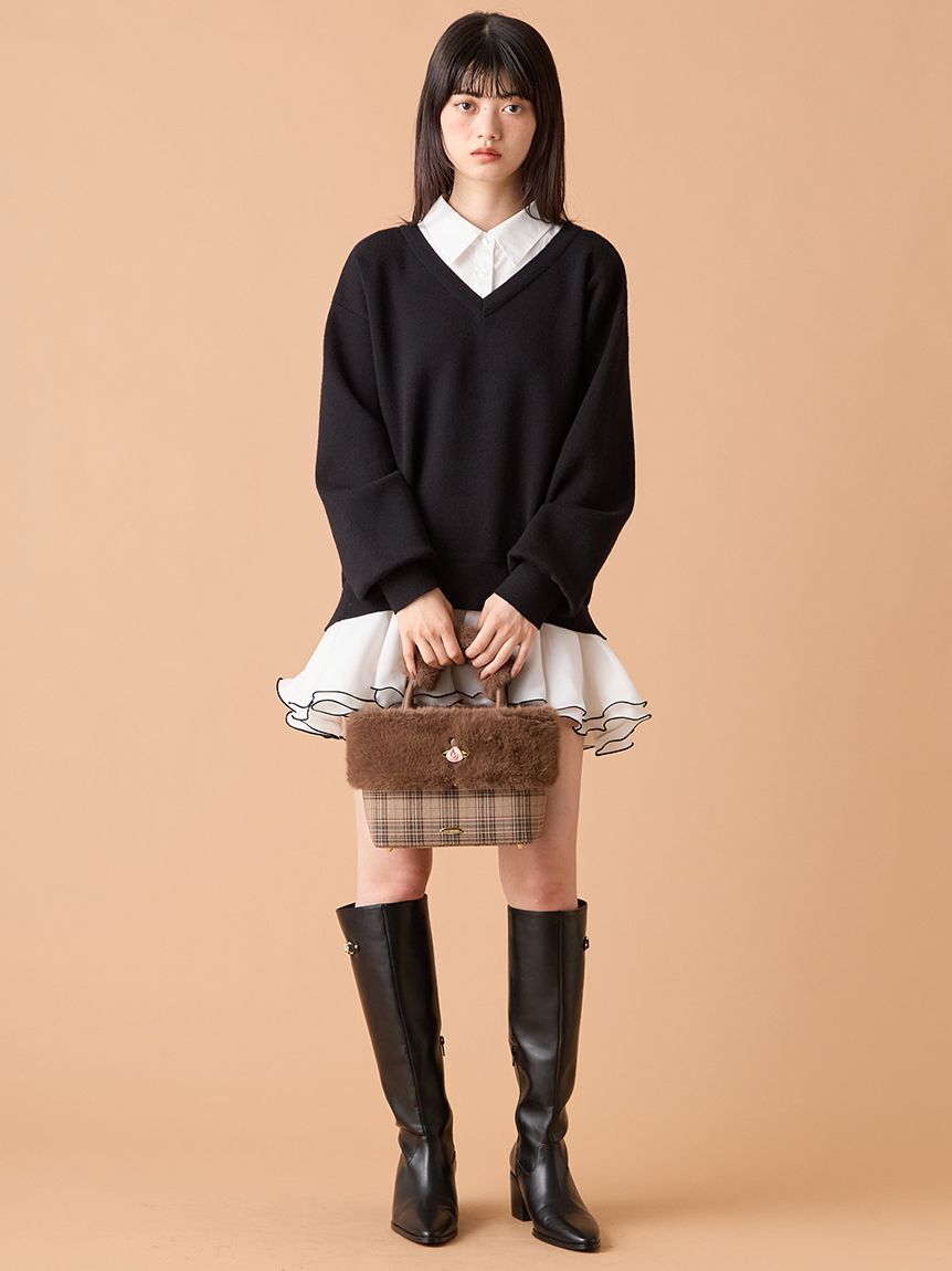 LILY BROWN「【限定カラー】シャツドッキングフリルミニワンピース」|ワンピース|