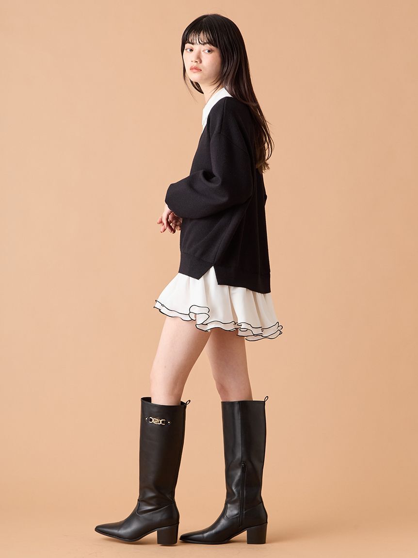 LILY BROWN「【限定カラー】シャツドッキングフリルミニワンピース」|ワンピース|