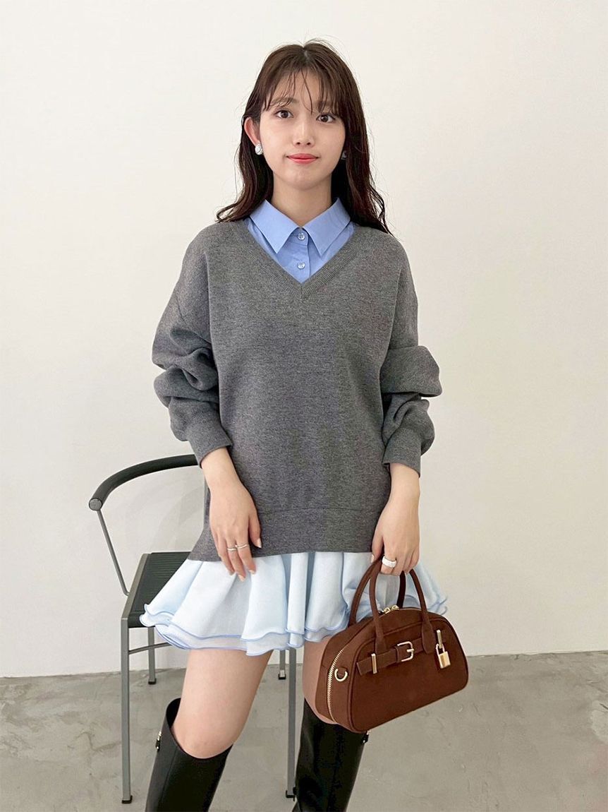 LILY BROWN「【限定カラー】シャツドッキングフリルミニワンピース」|ワンピース|