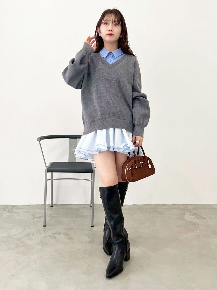 LILY BROWN「【限定カラー】シャツドッキングフリルミニワンピース」|ワンピース|