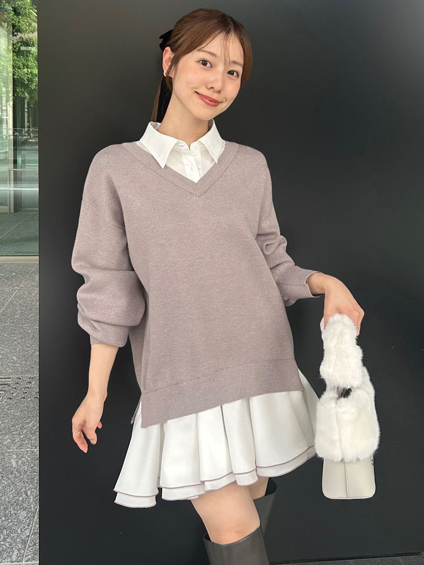 LILY BROWN「【限定カラー】シャツドッキングフリルミニワンピース」|ワンピース|