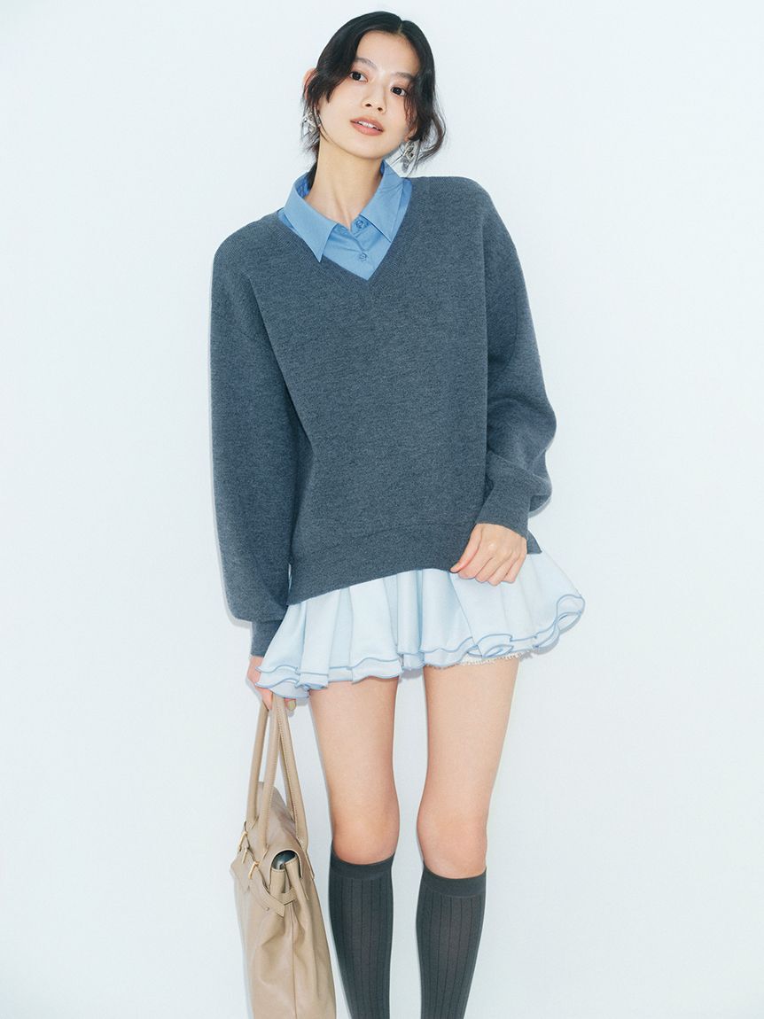 LILY BROWN「【限定カラー】シャツドッキングフリルミニワンピース」|ワンピース|