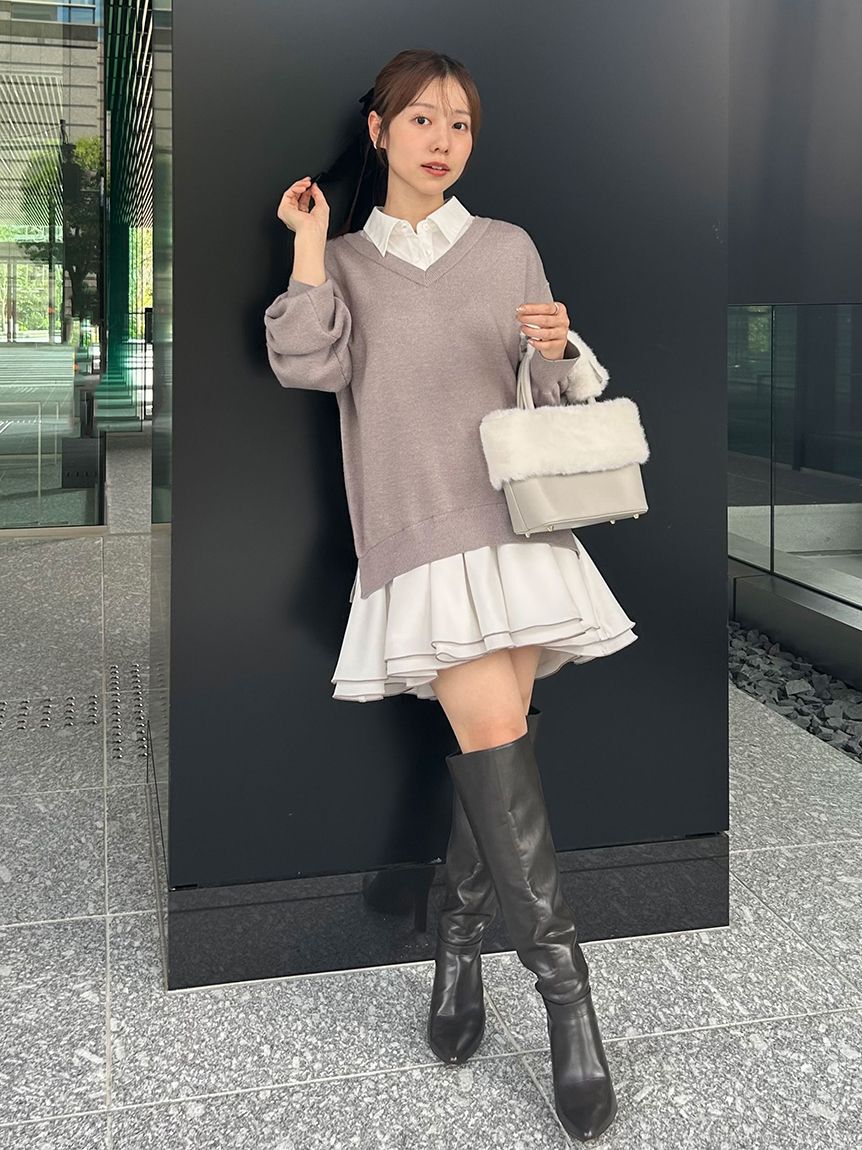 LILY BROWN「【限定カラー】シャツドッキングフリルミニワンピース」|ワンピース|