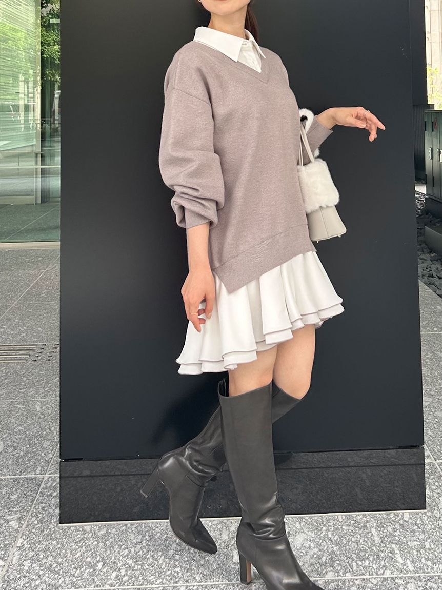 LILY BROWN「【限定カラー】シャツドッキングフリルミニワンピース」|ワンピース|