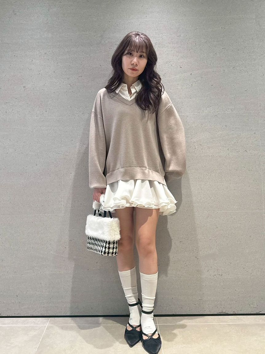 LILY BROWN「【限定カラー】シャツドッキングフリルミニワンピース」|ワンピース|