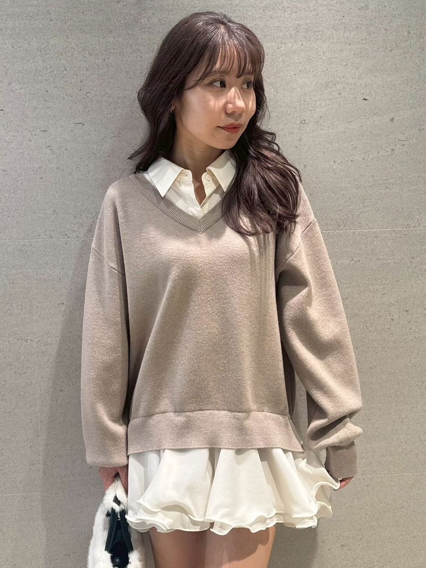 LILY BROWN「【限定カラー】シャツドッキングフリルミニワンピース」|ワンピース|