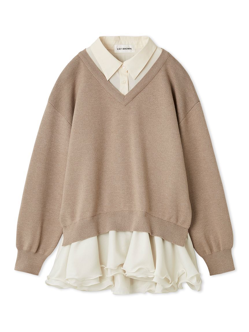 LILY BROWN「【限定カラー】シャツドッキングフリルミニワンピース」|ワンピース|