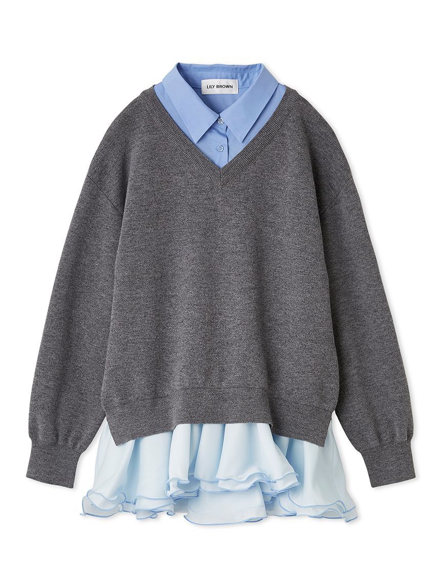 LILY BROWN「【限定カラー】シャツドッキングフリルミニワンピース」|ワンピース|