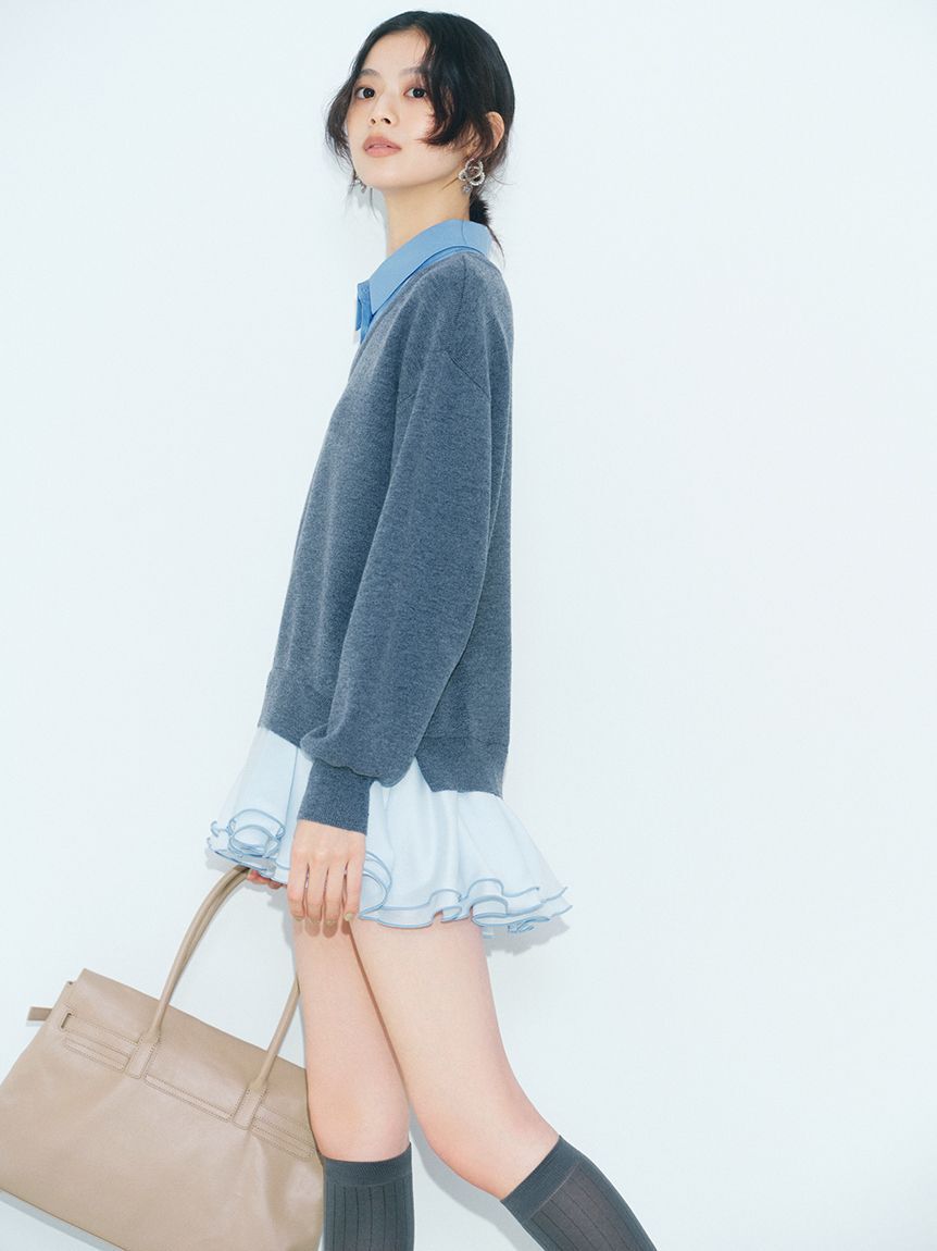 LILY BROWN「【限定カラー】シャツドッキングフリルミニワンピース」|ワンピース|