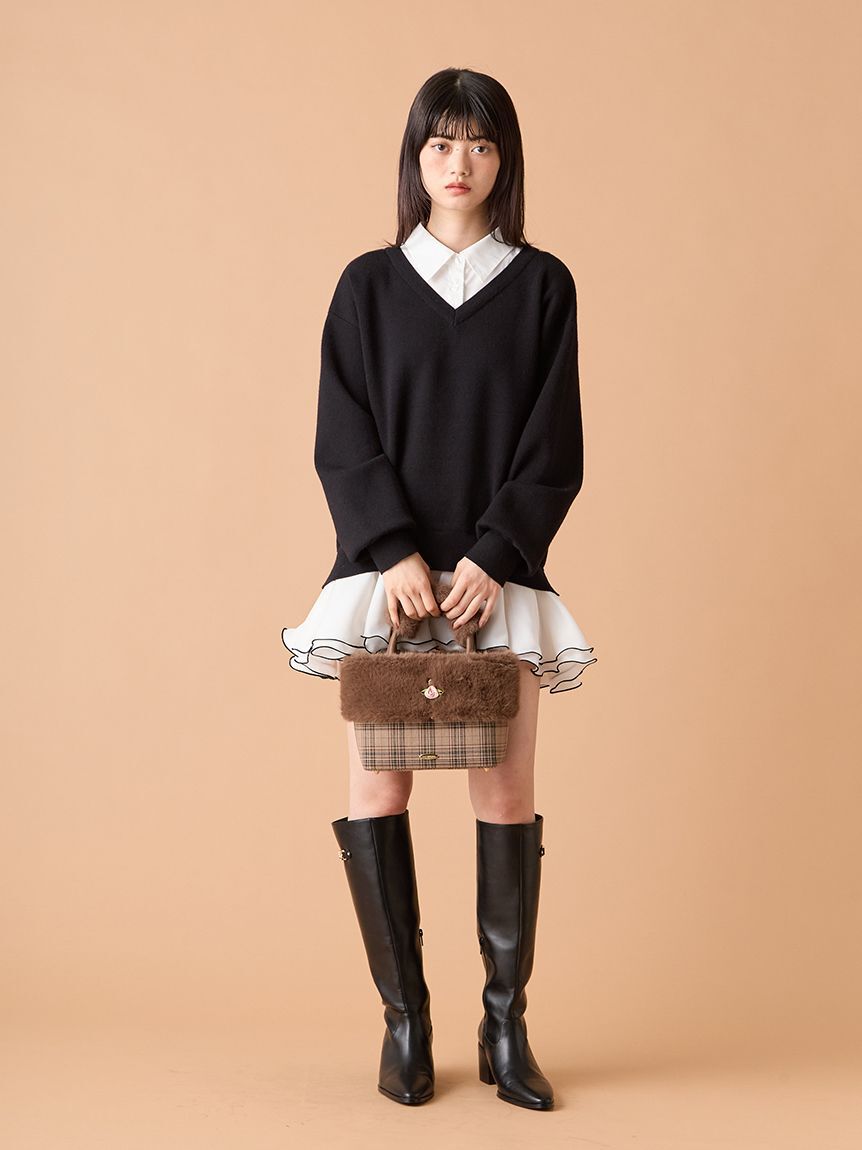 LILY BROWN「【限定カラー】シャツドッキングフリルミニワンピース」|ワンピース|