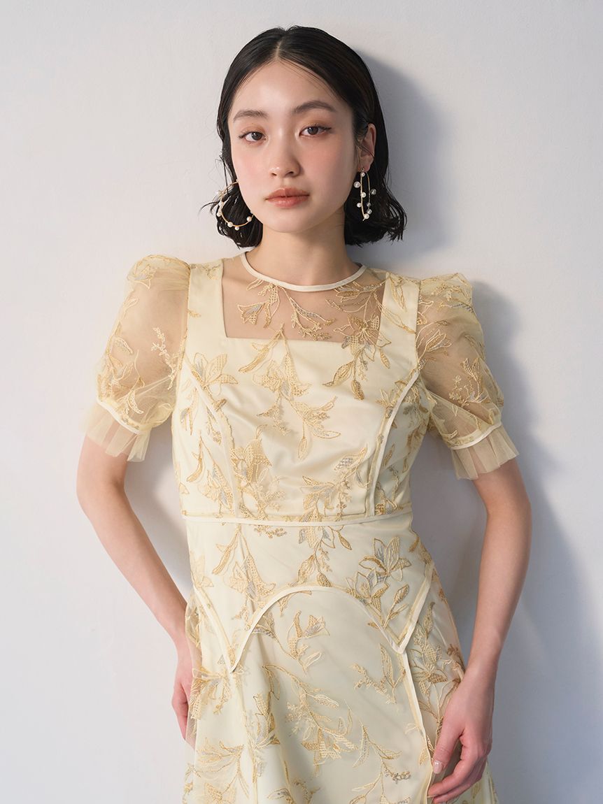 LILY BROWN「パネルラインエンブロイダリ―ドレス」|ドレス|