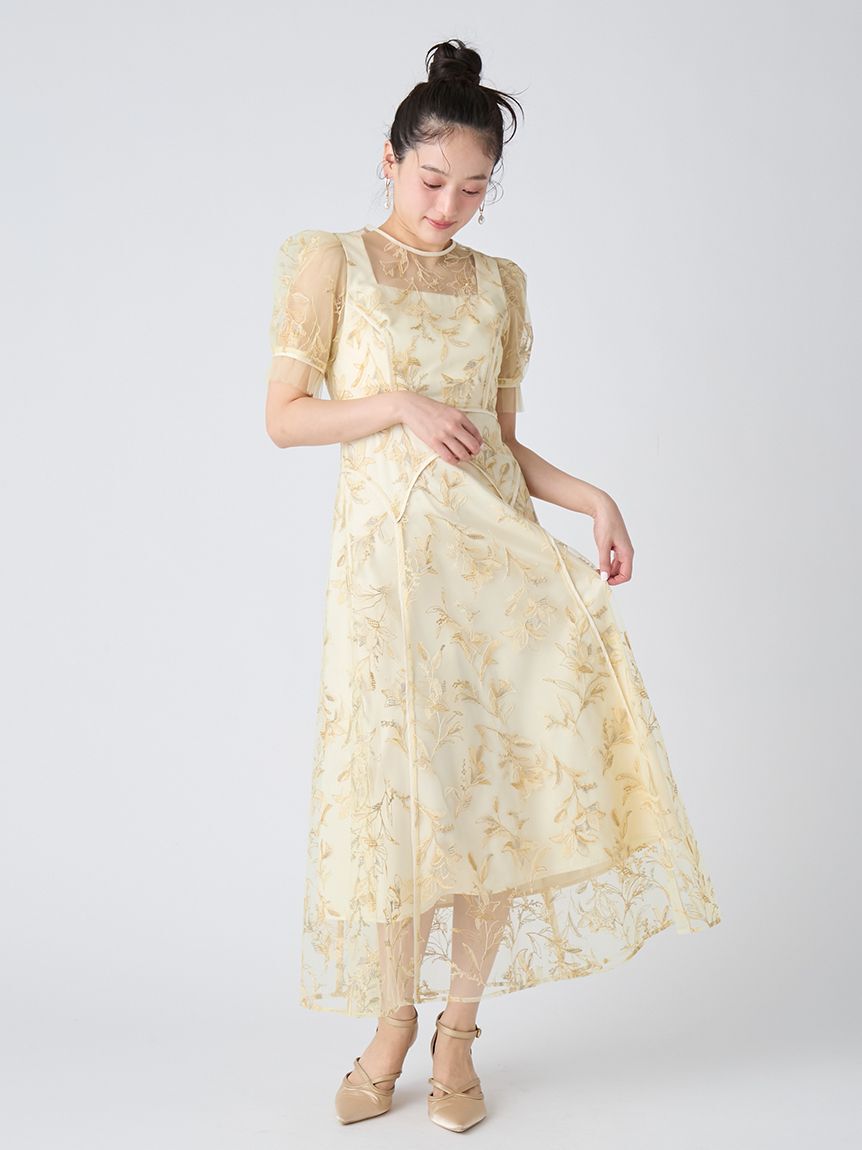 LILY BROWN「パネルラインエンブロイダリ―ドレス」|ドレス|