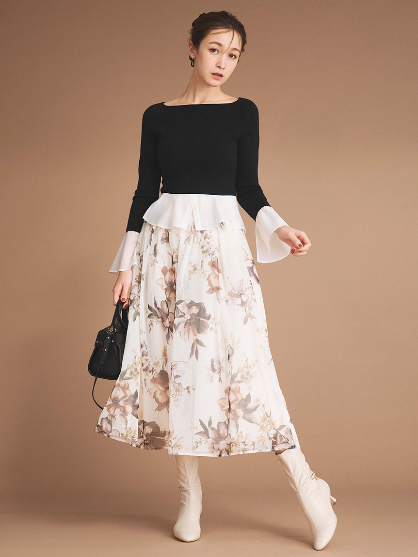 CELFORD「フラワープリントボリュームスカート」|スカート|