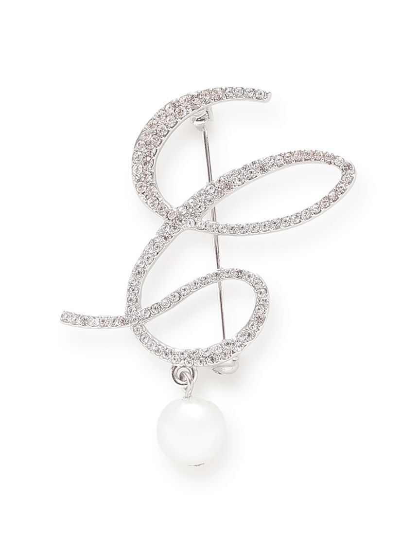 CELFORD「Cロゴパール付きビジューブローチ」|ブローチ・コサージュ|SLV