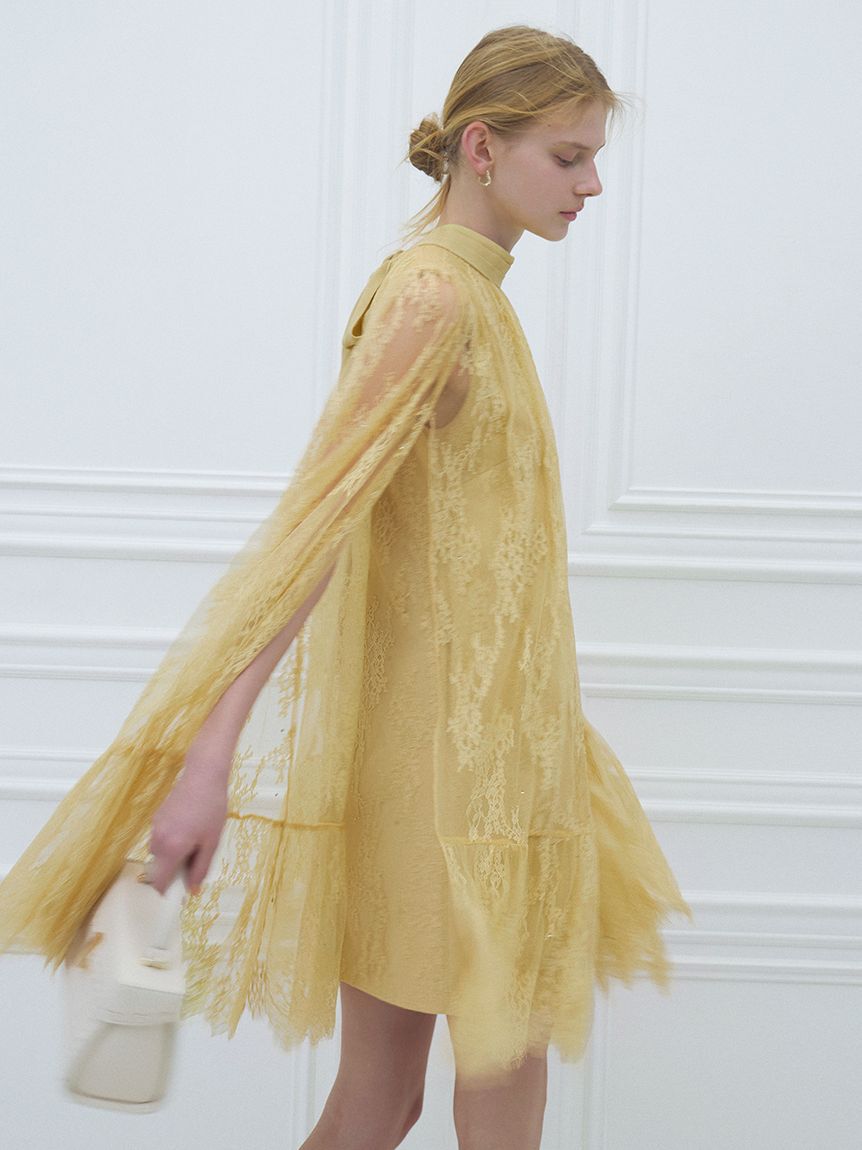 CELFORD「バックリボンレースケープドレス」|ドレス|