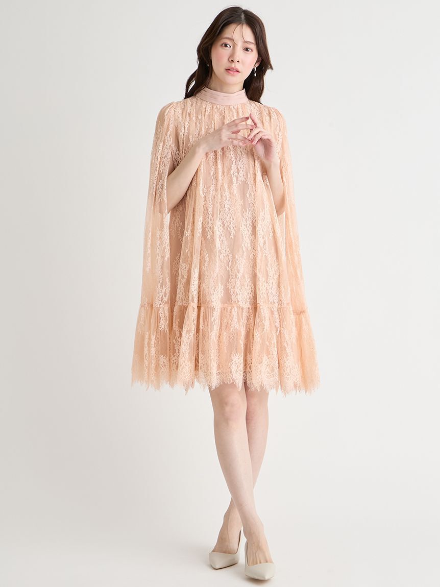 CELFORD「バックリボンレースケープドレス」|ドレス|PNK