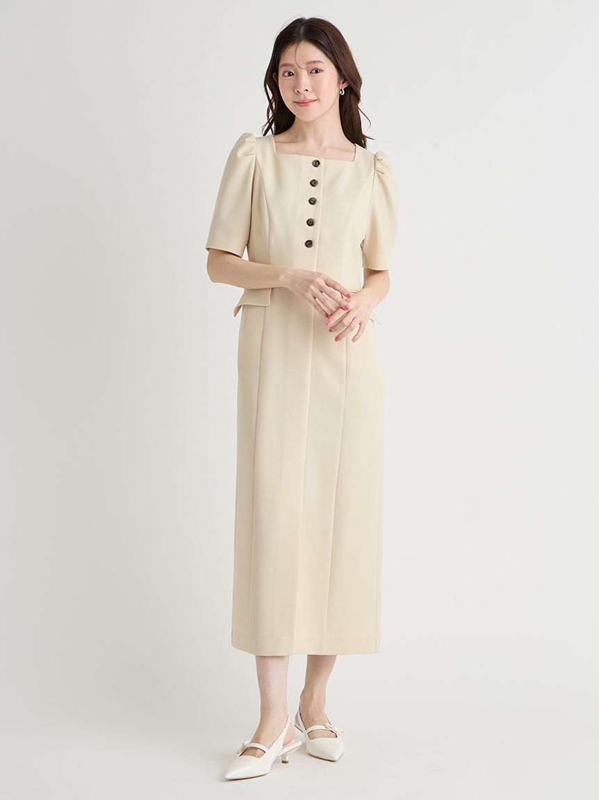 CELFORD「【洗える】スクエアネックタイトワンピース」|ワンピース|YEL