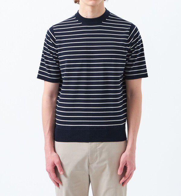 MACKINTOSH PHILOSOPHY「TEXBRIDプレーティング 半袖セミモックネックプルオーバーニット」|ニット・セーター|