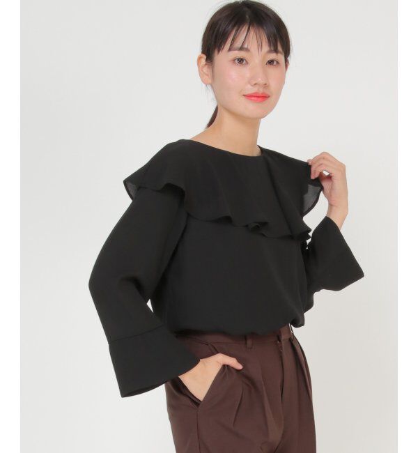 IKKA LOUNGE「ボリューム襟ブラウス」|シャツ・ブラウス|ブラック