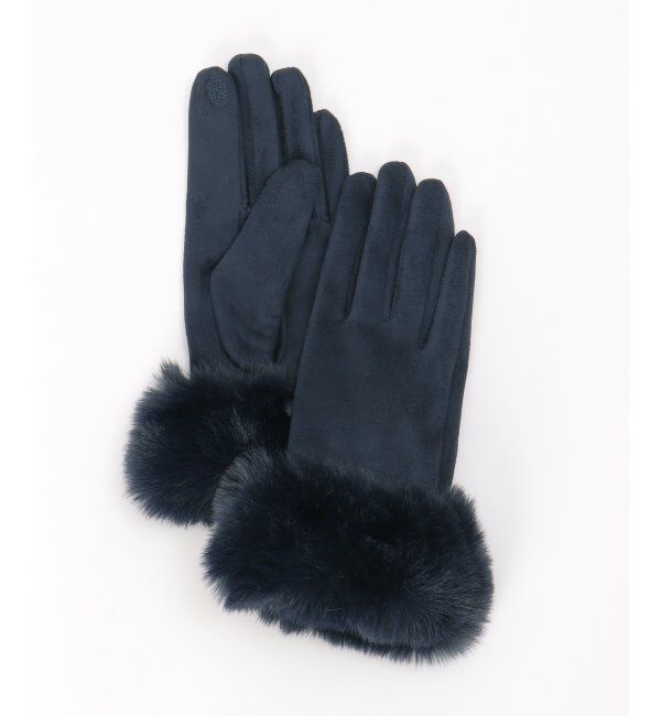 ikka「エコスエードフェイクファー付きグローブ」|手袋|