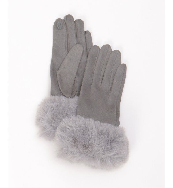 ikka「エコスエードフェイクファー付きグローブ」|手袋|