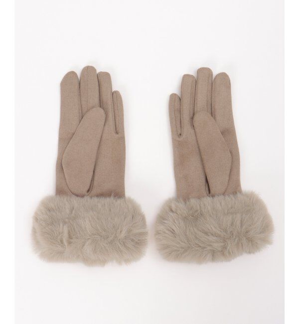 ikka「エコスエードフェイクファー付きグローブ」|手袋|