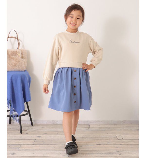 ikka kids「前ボタンスカートドッキングワンピース（120~160cm）」|スカート|