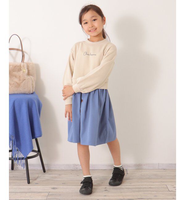 ikka kids「前ボタンスカートドッキングワンピース（120~160cm）」|スカート|