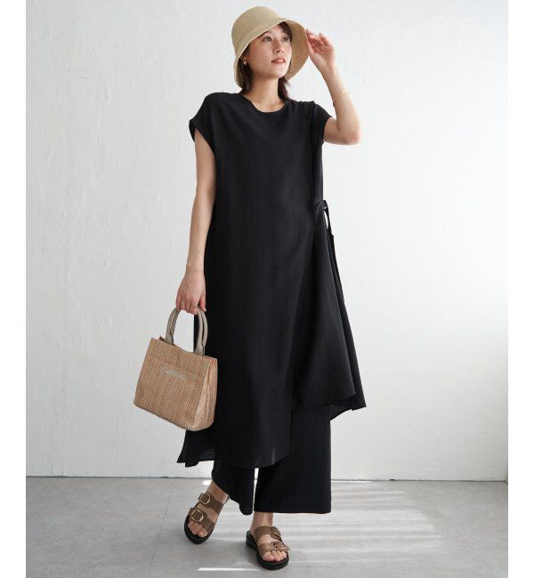 IKKA LOUNGE「【2点セット】冷感スラブワンピースセットアップ」|ワンピース|ブラック