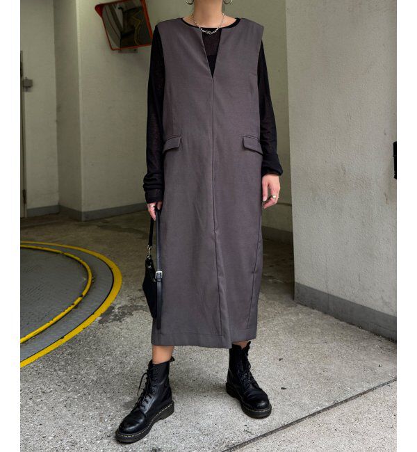 Lbc with Life「深Vネックジャンスカ」|ワンピース|チャコール