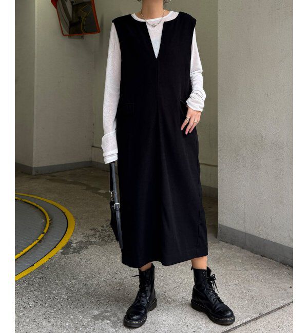 Lbc with Life「深Vネックジャンスカ」|ワンピース|ブラック