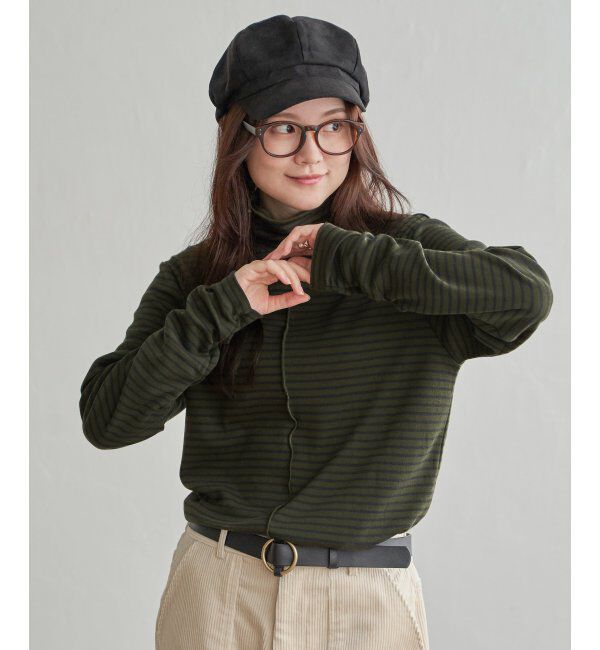 Lbc with Life「クシュスリーブクシュネックロンT」|Tシャツ・カットソー|オリーブ