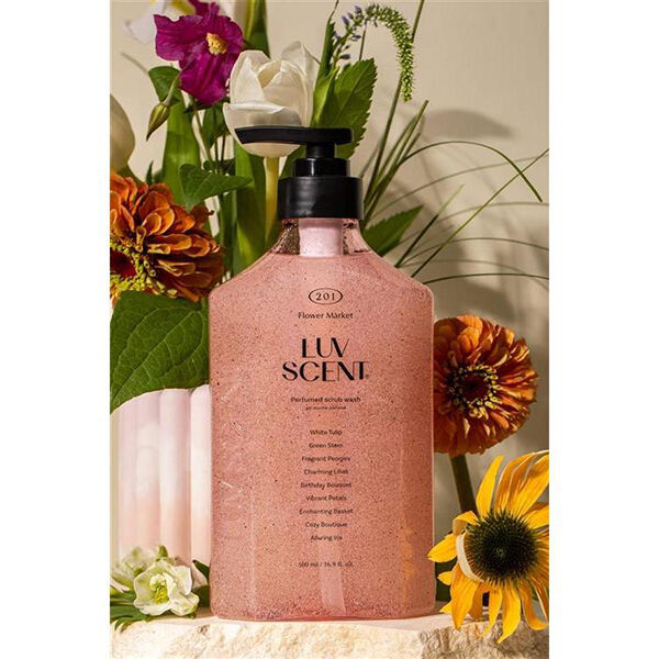  「LUV SCENT スクラブボディウォッシュ フラワーマーケット(500ml)」|ボディクレンジング|