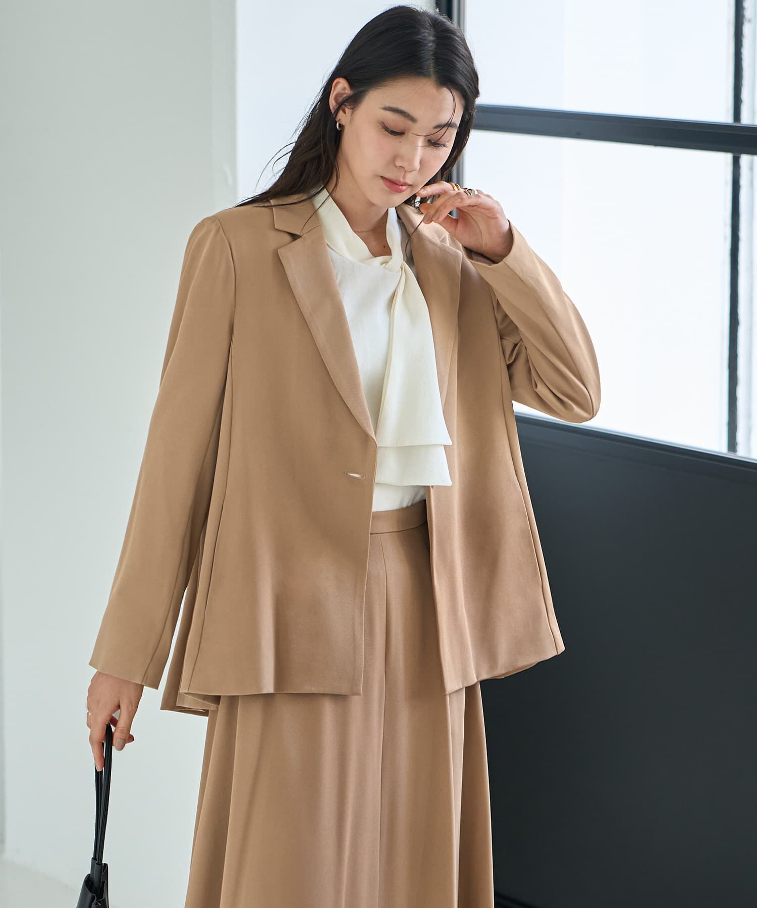 STYLE DELI「ソフトツイルAラインジャケット」|テーラードジャケット|ベージュ