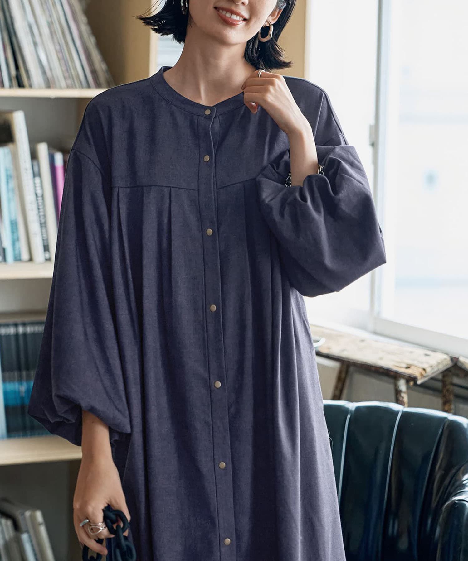 STYLE DELI「ボリューム袖バックレースアップワンピース」|ワンピース|