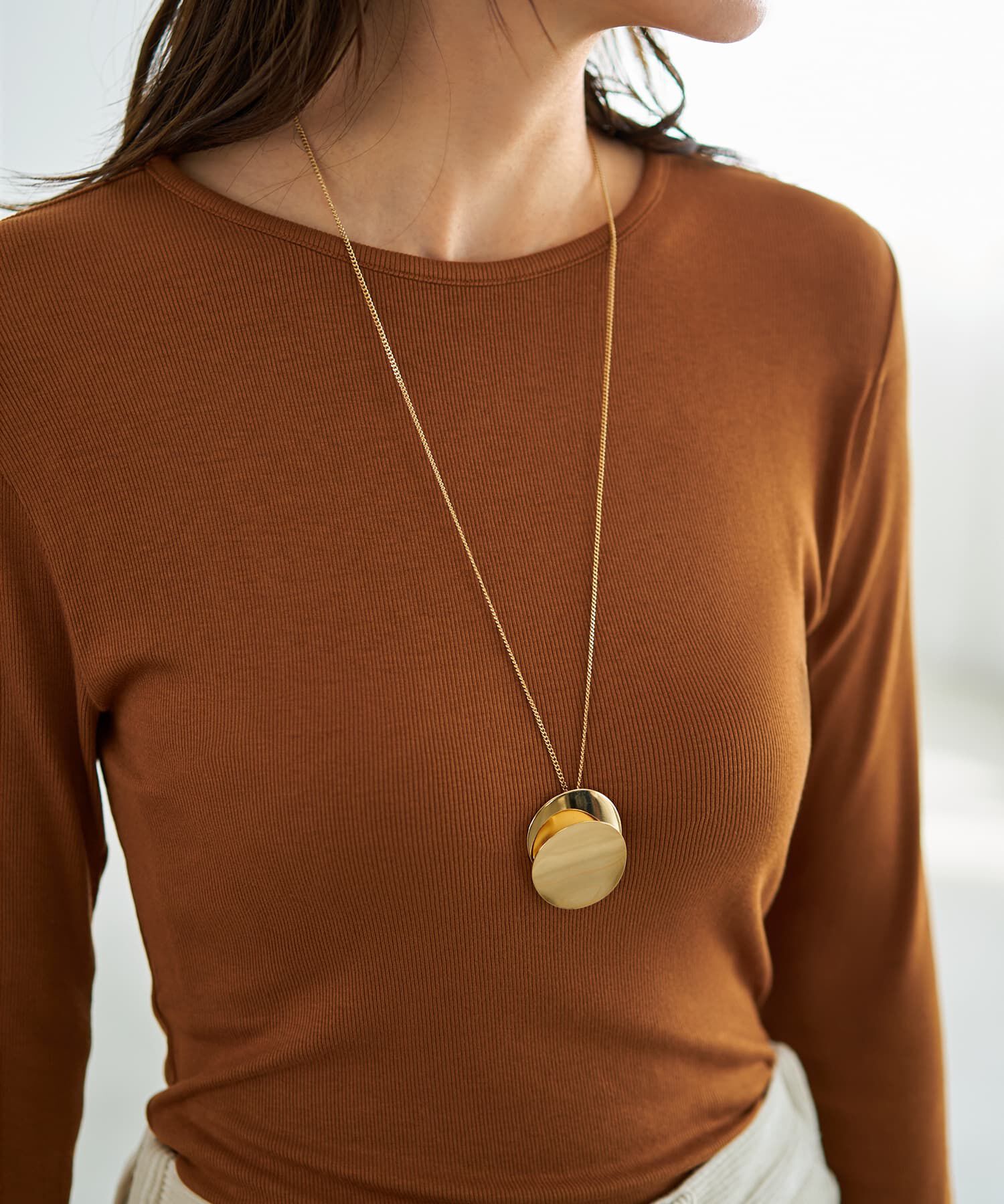 STYLE DELI「プレートレイヤードロングネックレス」|ネックレス|ゴールド