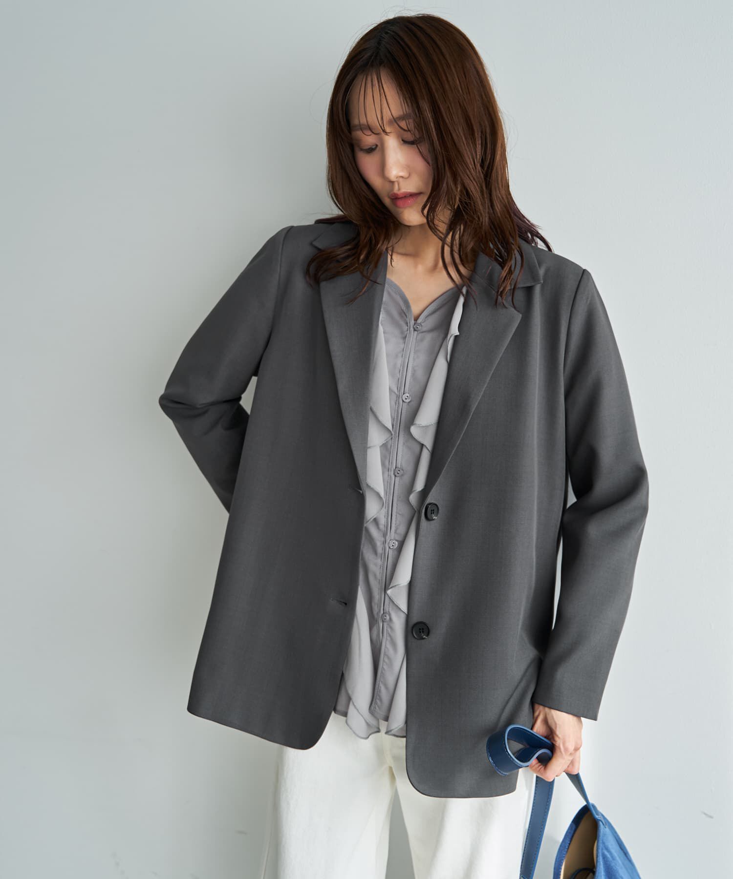 STYLE DELI「スッキリ２ボタンテーラードジャケット」|テーラードジャケット|グレー