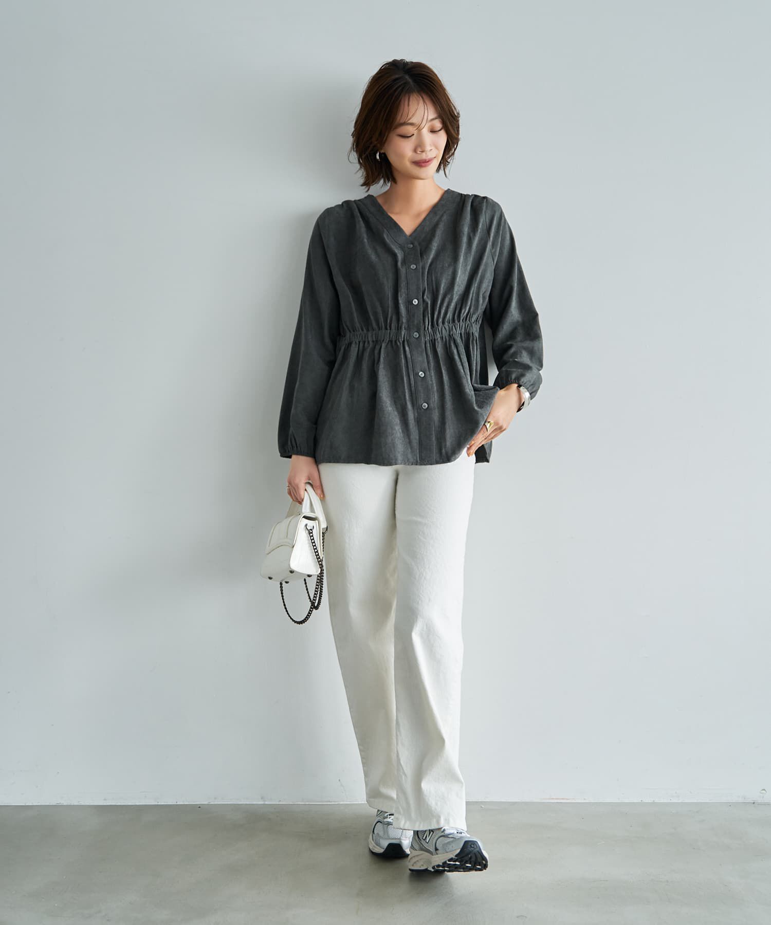 STYLE DELI「【LUXE】ピーチスキンウエストマークギャザーブラウス」|シャツ・ブラウス|