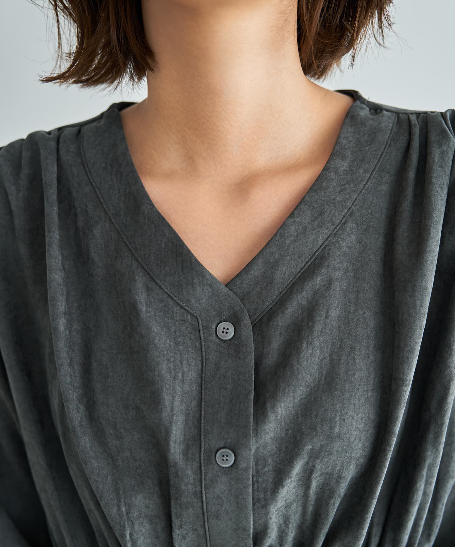 STYLE DELI「【LUXE】ピーチスキンウエストマークギャザーブラウス」|シャツ・ブラウス|