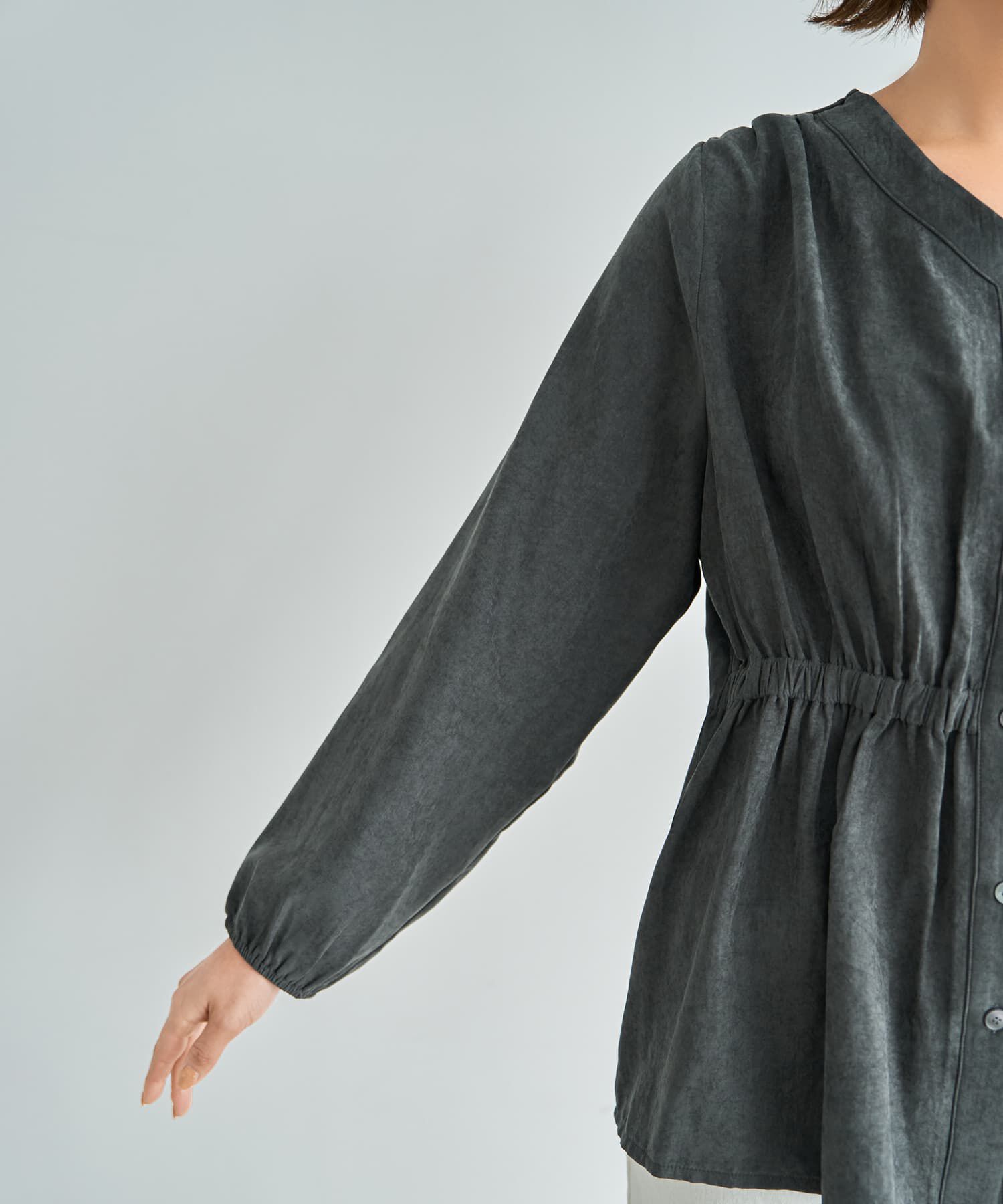 STYLE DELI「【LUXE】ピーチスキンウエストマークギャザーブラウス」|シャツ・ブラウス|