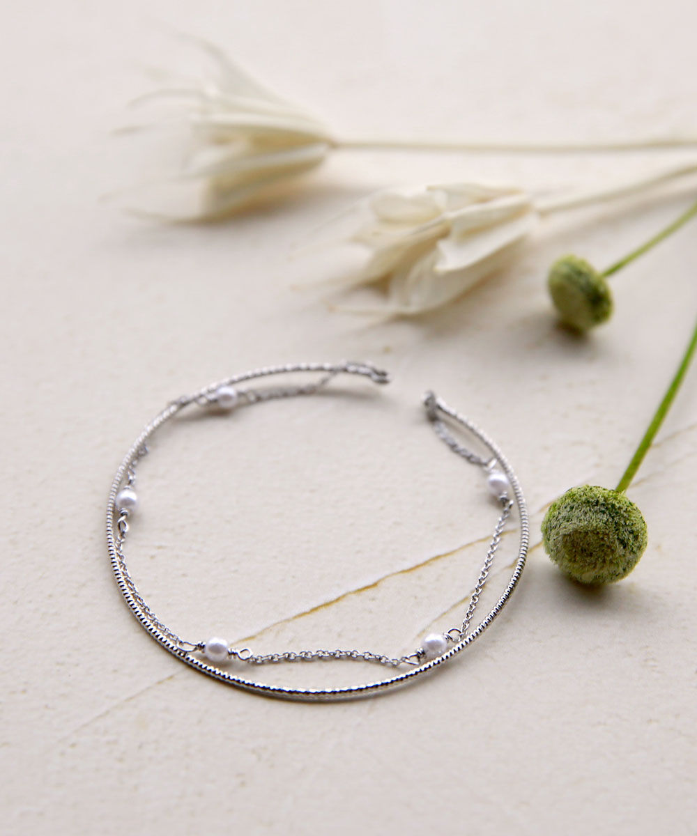 colleca la「細バングルとパール&times;チェーンのブレスレット」|ブレスレット・バングル|シルバー